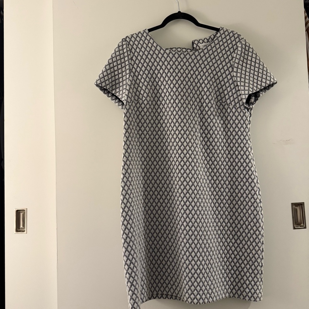 Calvin Klein Black and White Diamond Quilted Sheath Dress